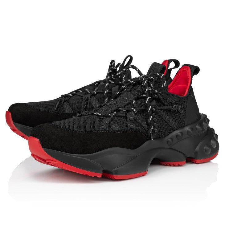 Christian Louboutin Trailnrun Black & Red Sneakers (Clearance Sale)