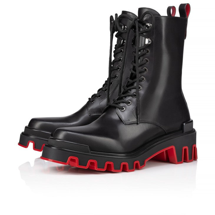 Christian Louboutin Trott Dune Alta Black Lace-Up Boots (Clearance Sale)