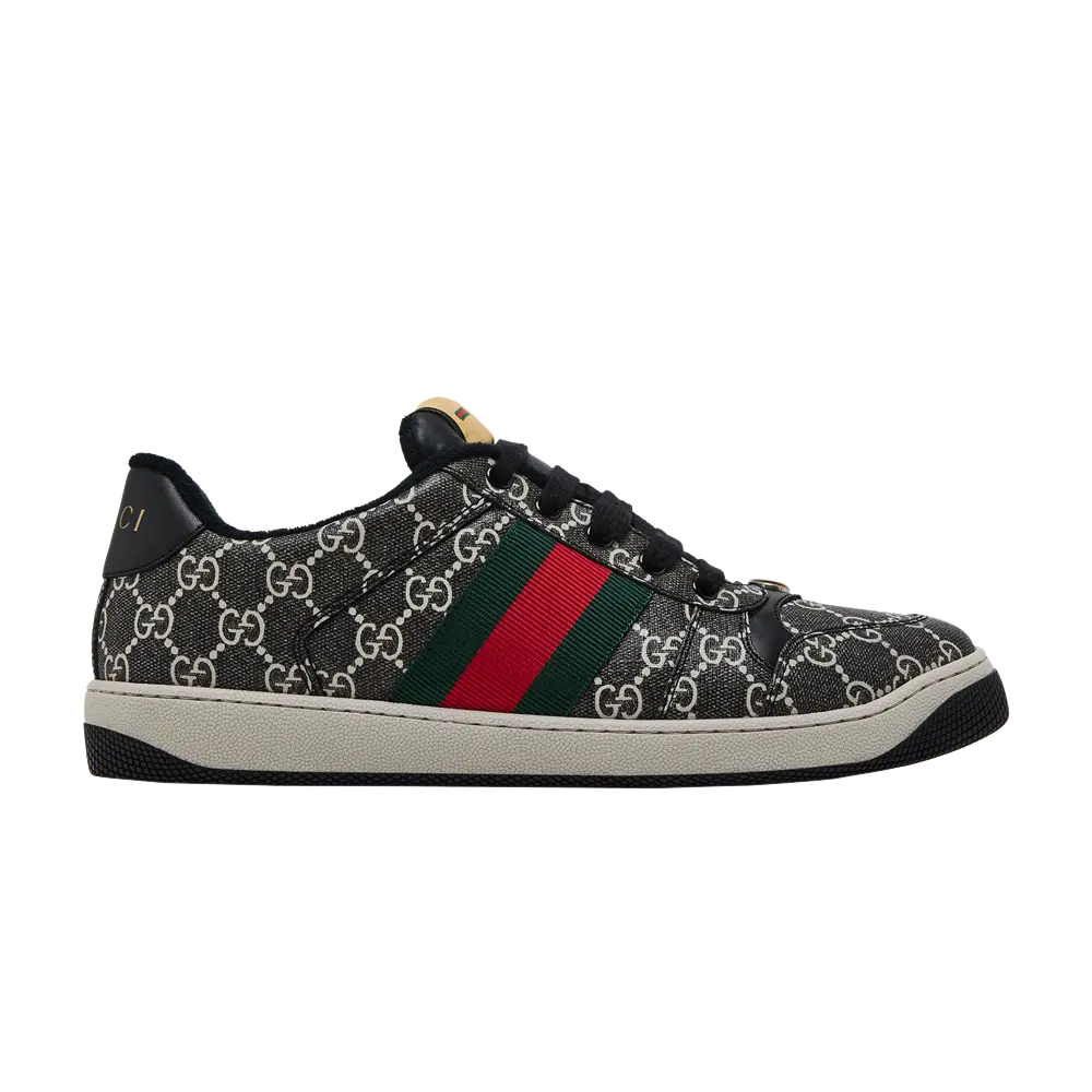 Gucci Beige & Cream Retro Low-Top Sneakers with Green & Red Stripes (Clearance Sale)