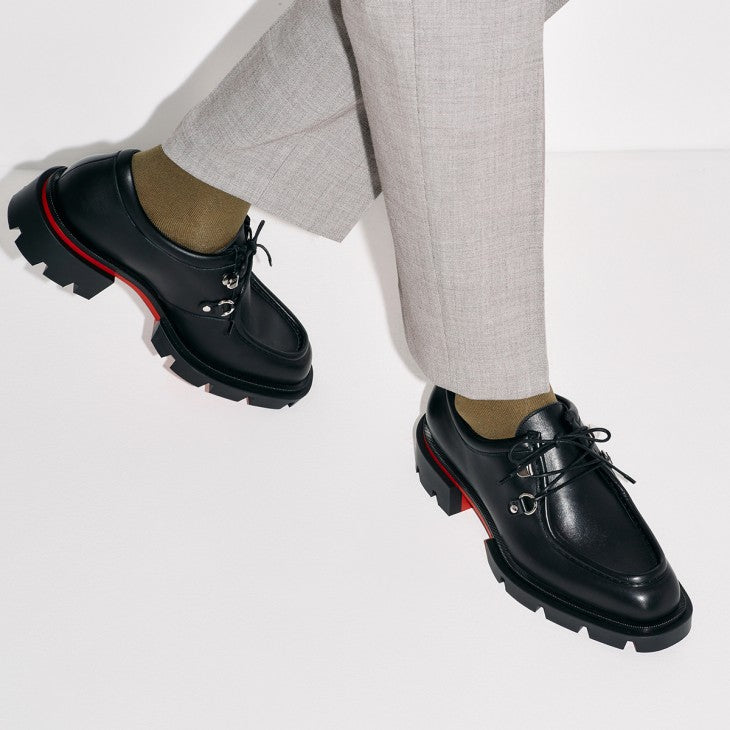 Christian Louboutin Our Pabelito Black Lug-Sole Derby Shoes (Clearance Sale)