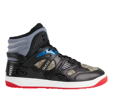 Gucci Black & Grey High-Top Sneakers with Red Accents (Clearance Sale)