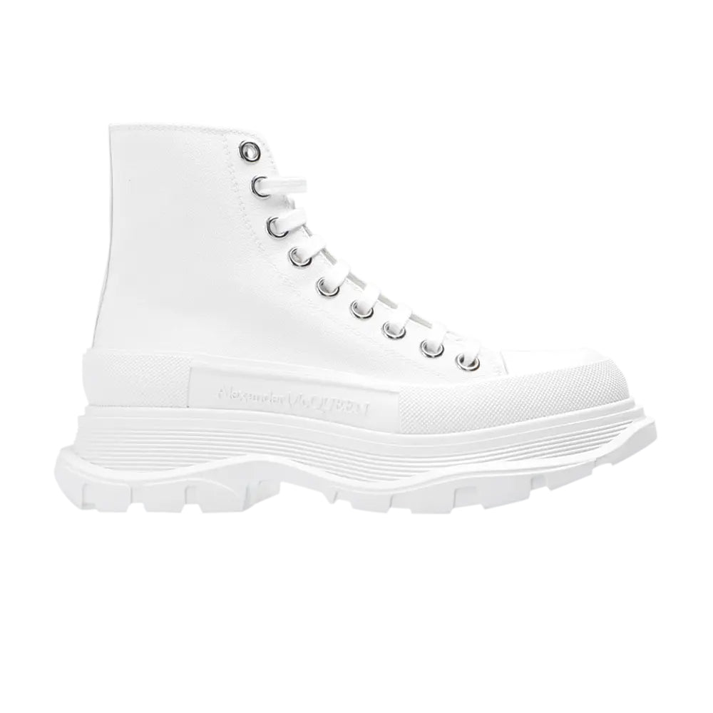 Alexander McQueen Tread Slick All-White Chunky High-Top Sneaker Boots (Clearance Sale)