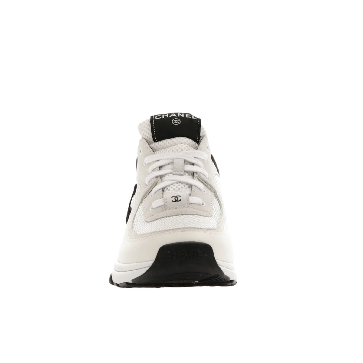 Chanel White & Black CC Logo Low-Top Sneakers (Clearance Sale)