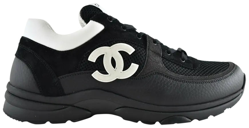 Chanel Silver & White CC Logo Runner Low-Top Sneakers (Clearance)