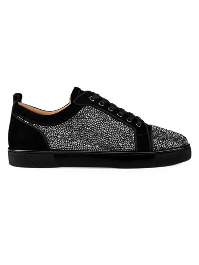 Christian Louboutin Louis Junior Strass Low-Top Sneaker — Black Crystal(Clearance)
