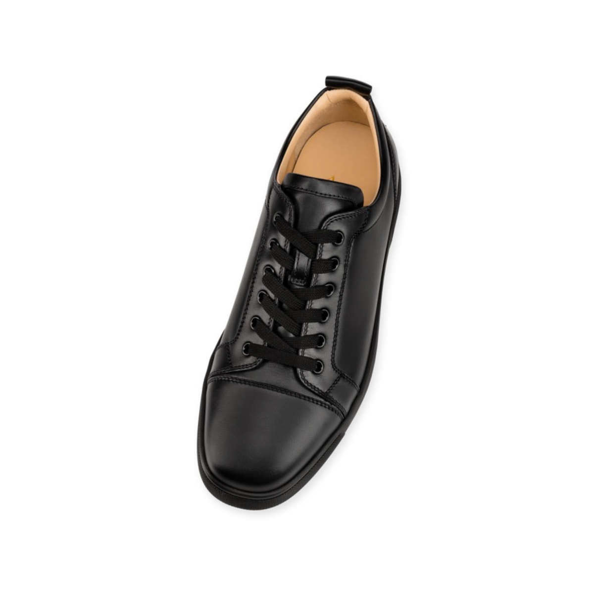 Christian Louboutin Louis Junior Low-Top Sneaker — Black Smooth Leather