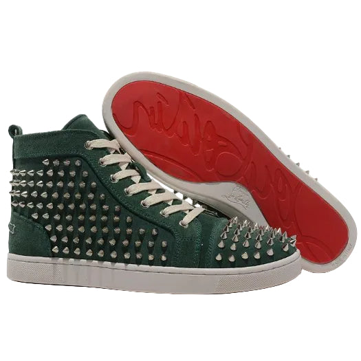 Christian Louboutin Dark Green Studded High-Top Sneakers (Limited Offer)
