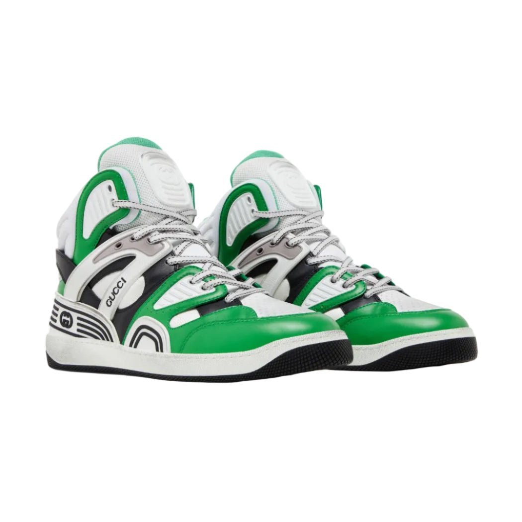 Gucci Black & Grey High-Top Sneakers with Red Accents (Clearance Sale)