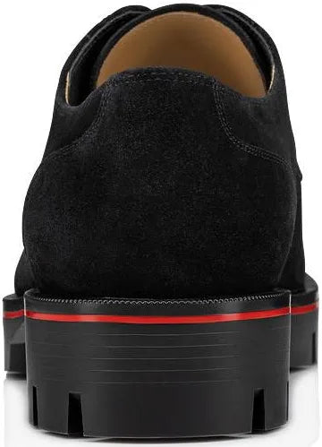 Christian Louboutin Davisol Black Leather Lug-Sole Derby Shoes (Clearance Sale)