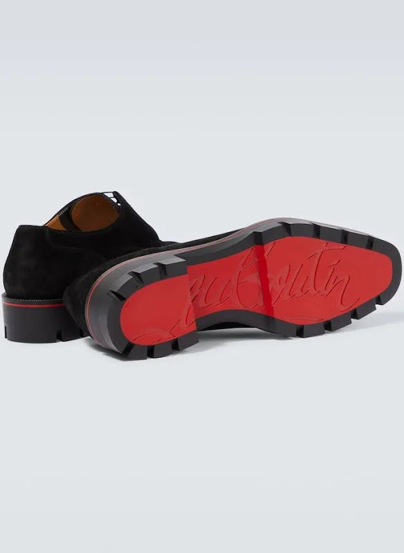 Christian Louboutin Davisol Black Leather Lug-Sole Derby Shoes (Clearance Sale)