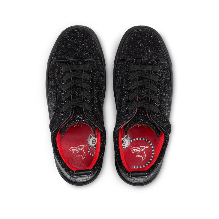 Christian Louboutin Kids Funnyto Black Low-Top Sneakers (Clearance Sale)