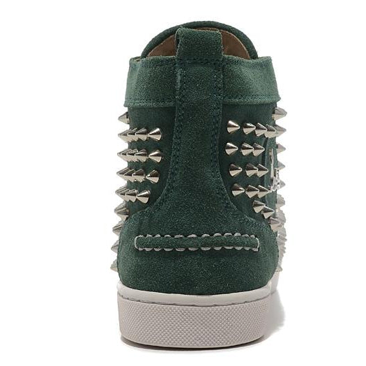 Christian Louboutin Dark Green Studded High-Top Sneakers (Limited Offer)