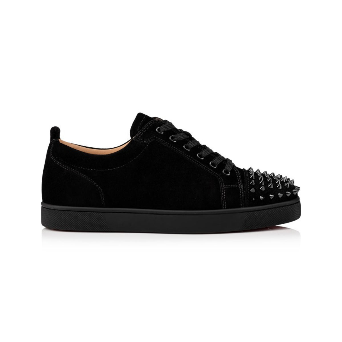 Christian Louboutin Louis Junior Spikes Low-Top Sneaker — Black Suede