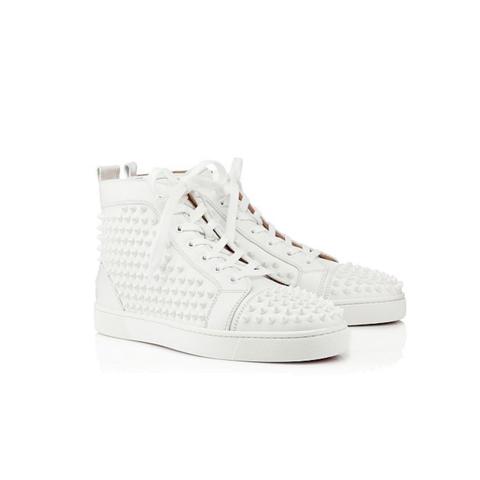 Christian Louboutin All-White High-Top Sneakers (Clearance Sale)