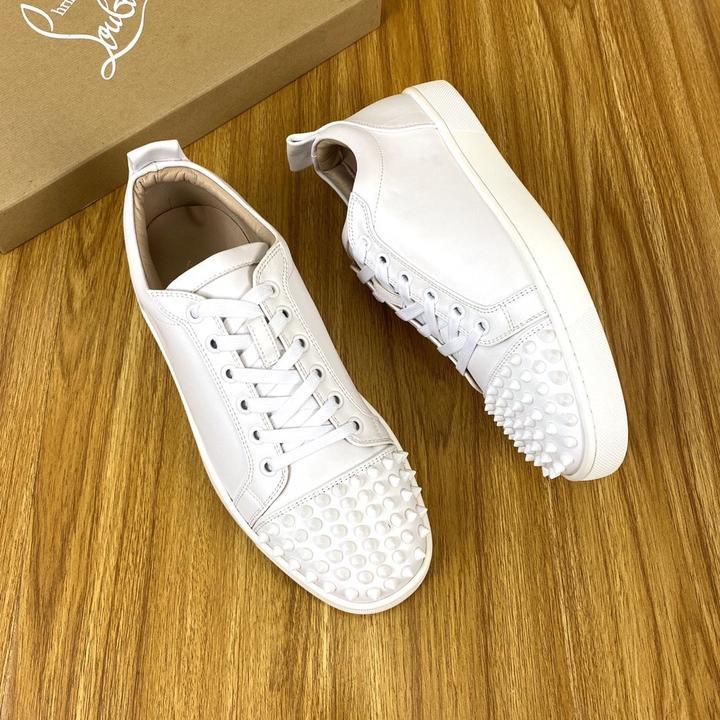 Christian Louboutin White Low-Top Lace-Up Sneakers (Clearance Sale)