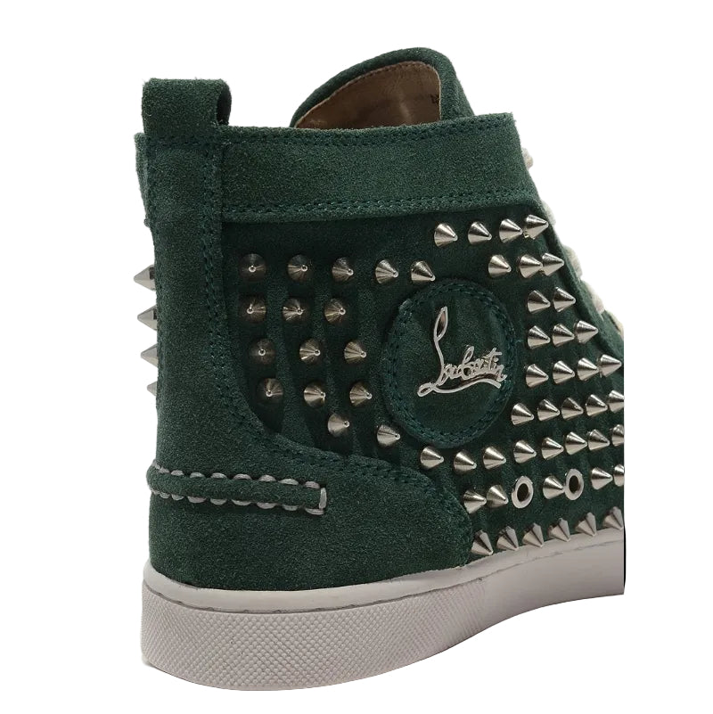 Christian Louboutin Dark Green Studded High-Top Sneakers (Limited Offer)