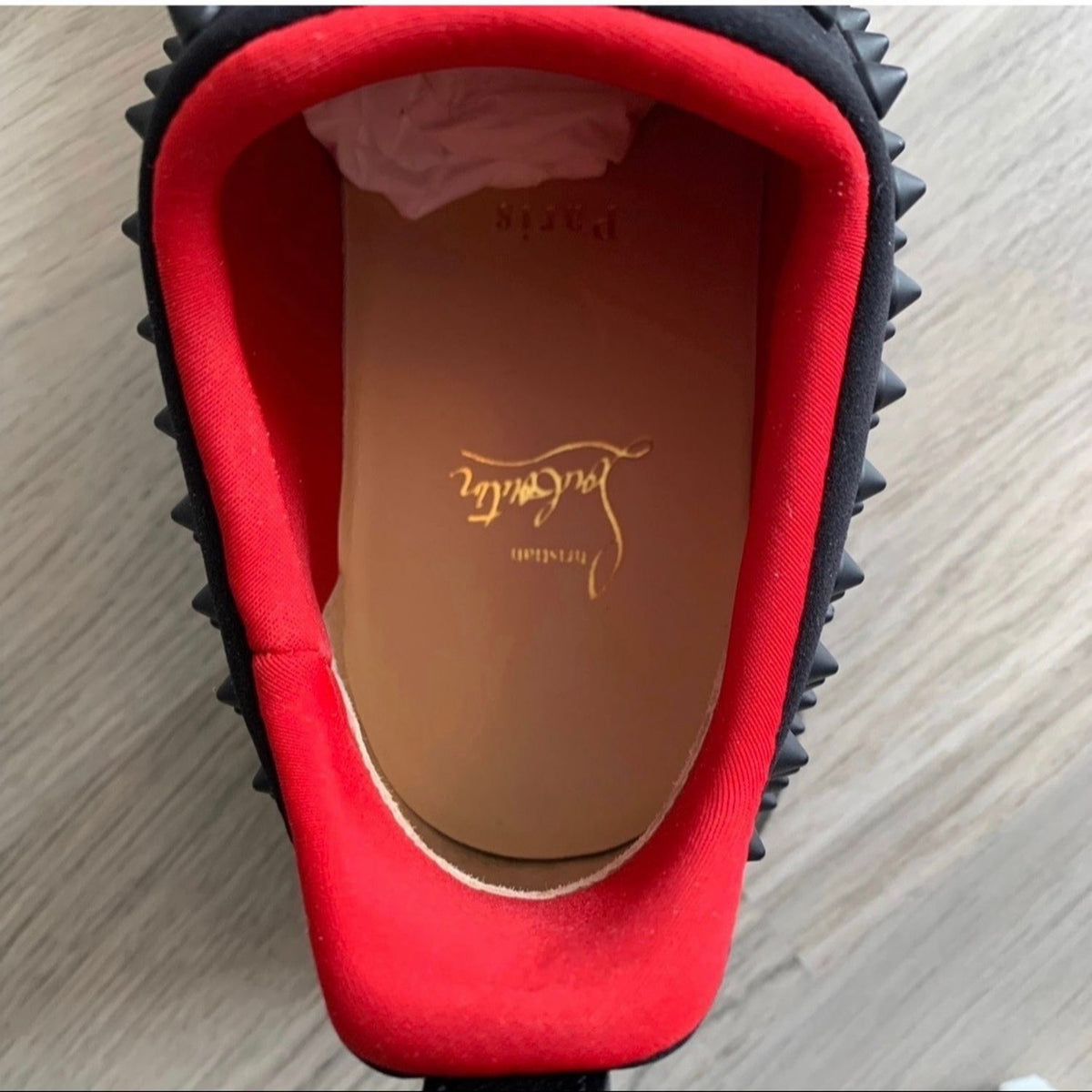 Christian Louboutin Black & Red Spiked Chunky Sneakers (Clearance Sale)