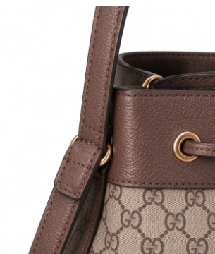 Gucci GG Monogram Drawstring Bucket Bag - Beige & Brown (Clearance Sale)