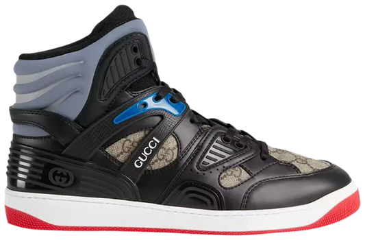 Gucci Black & Grey High-Top Sneakers with Red Accents (Clearance Sale)