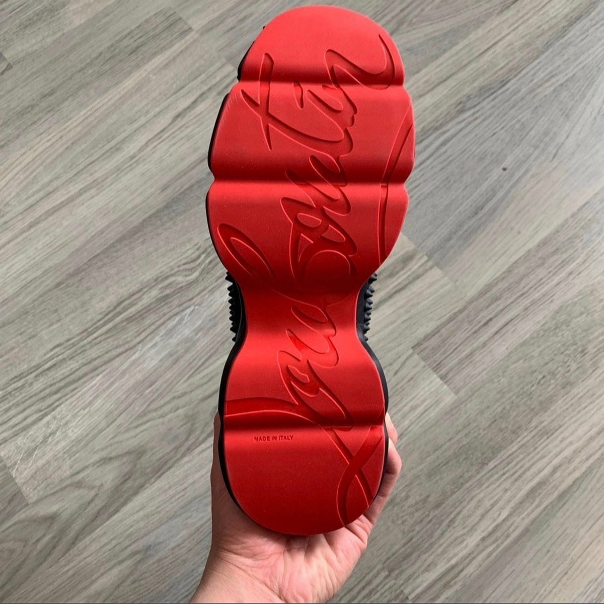Christian Louboutin Black & Red Spiked Chunky Sneakers (Clearance Sale)