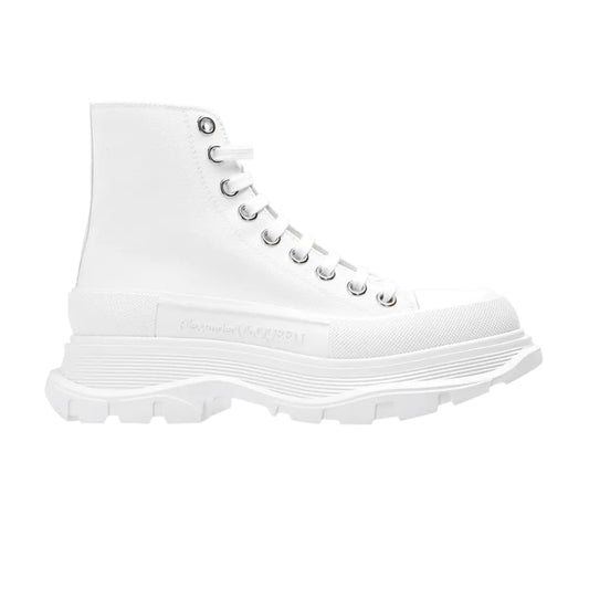Alexander McQueen Tread Slick All-White Chunky High-Top Sneaker Boots (Clearance Sale)