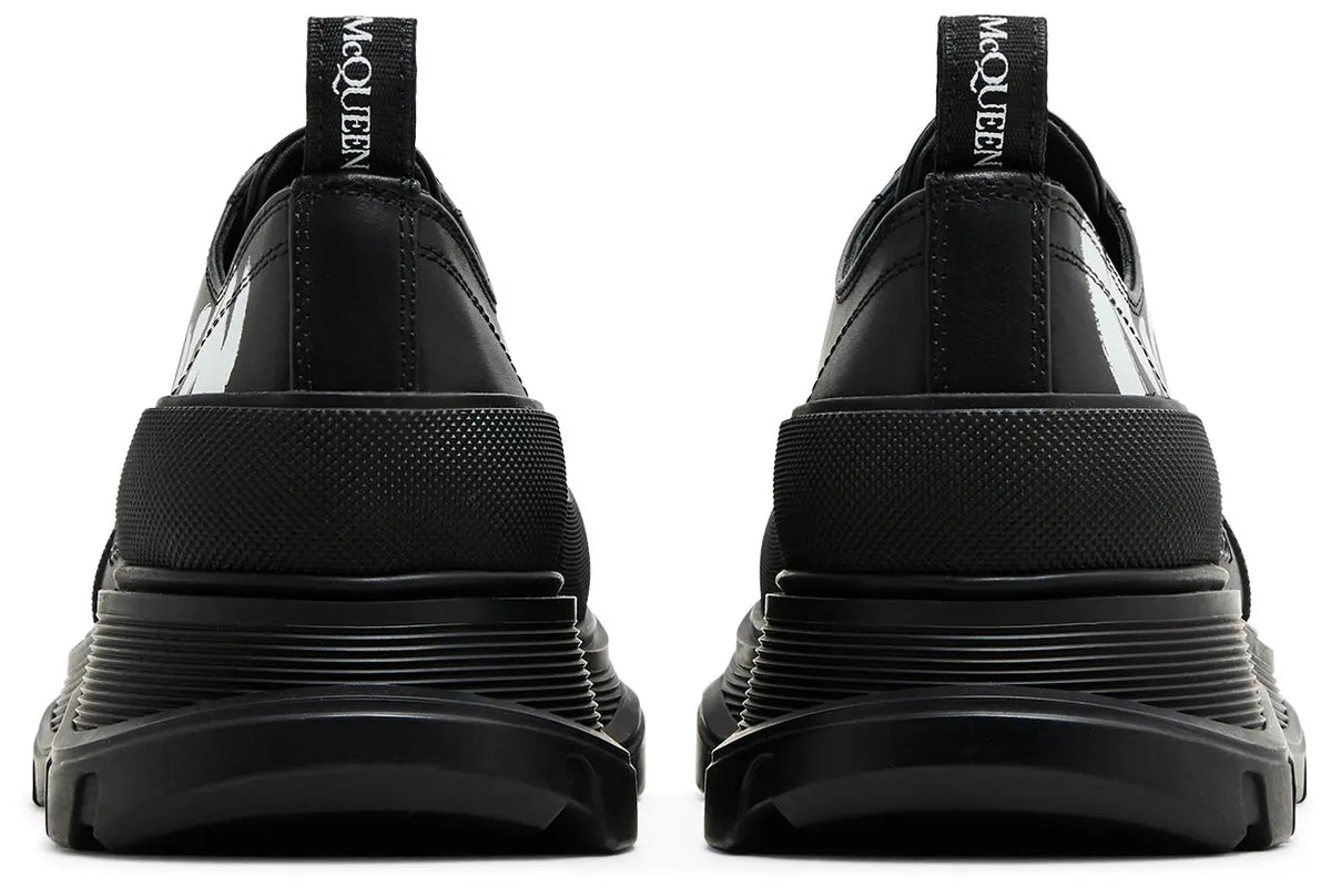 Alexander McQueen Tread Slick Graffiti Logo Black & White Low-Top Sneakers (Clearance Sale)