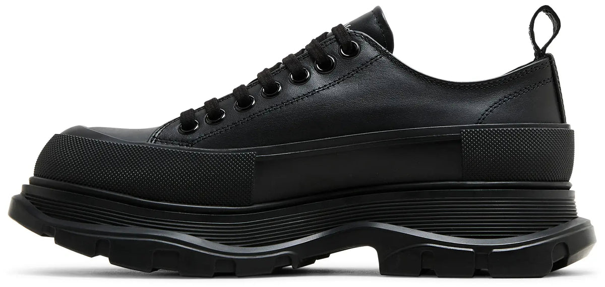 Alexander McQueen Tread Slick Graffiti Logo Black & White Low-Top Sneakers (Clearance Sale)