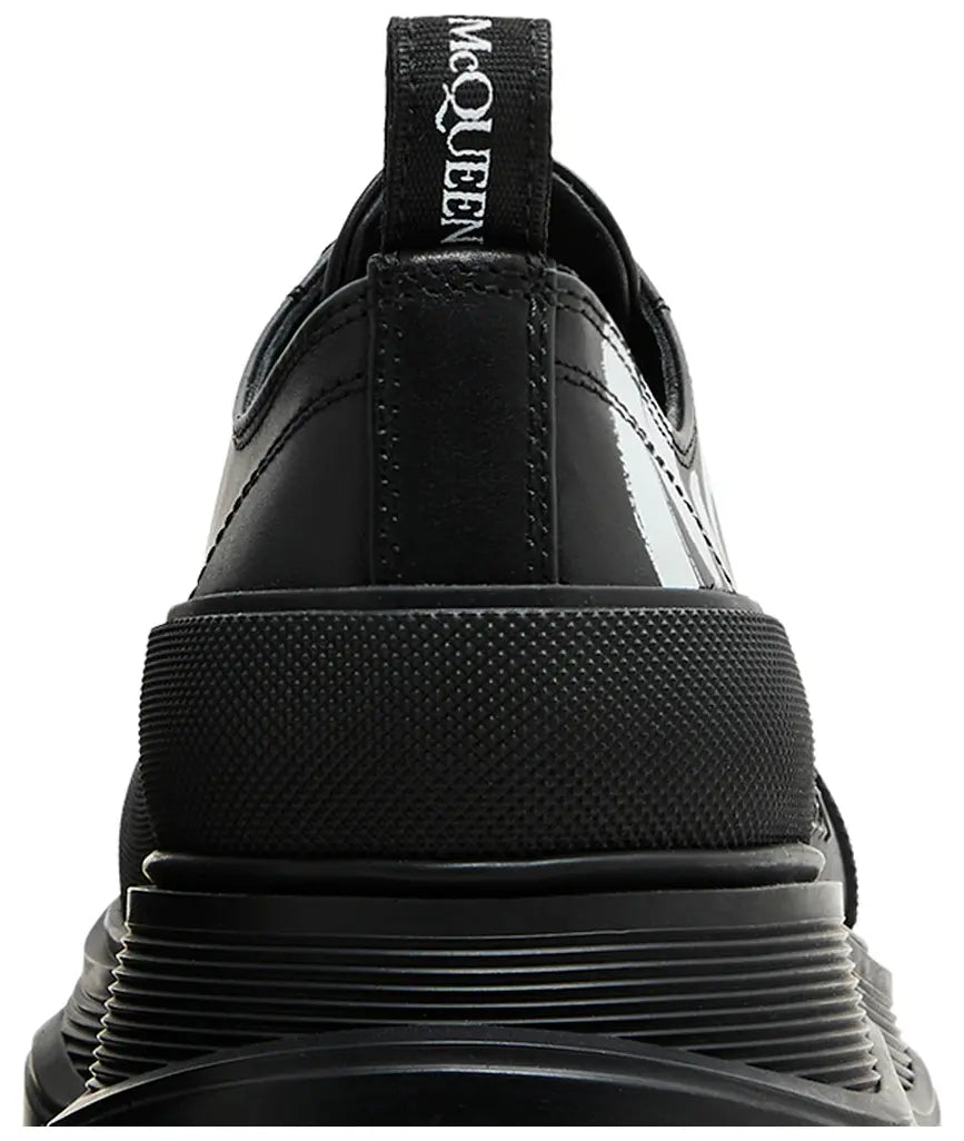 Alexander McQueen Tread Slick Graffiti Logo Black & White Low-Top Sneakers (Clearance Sale)