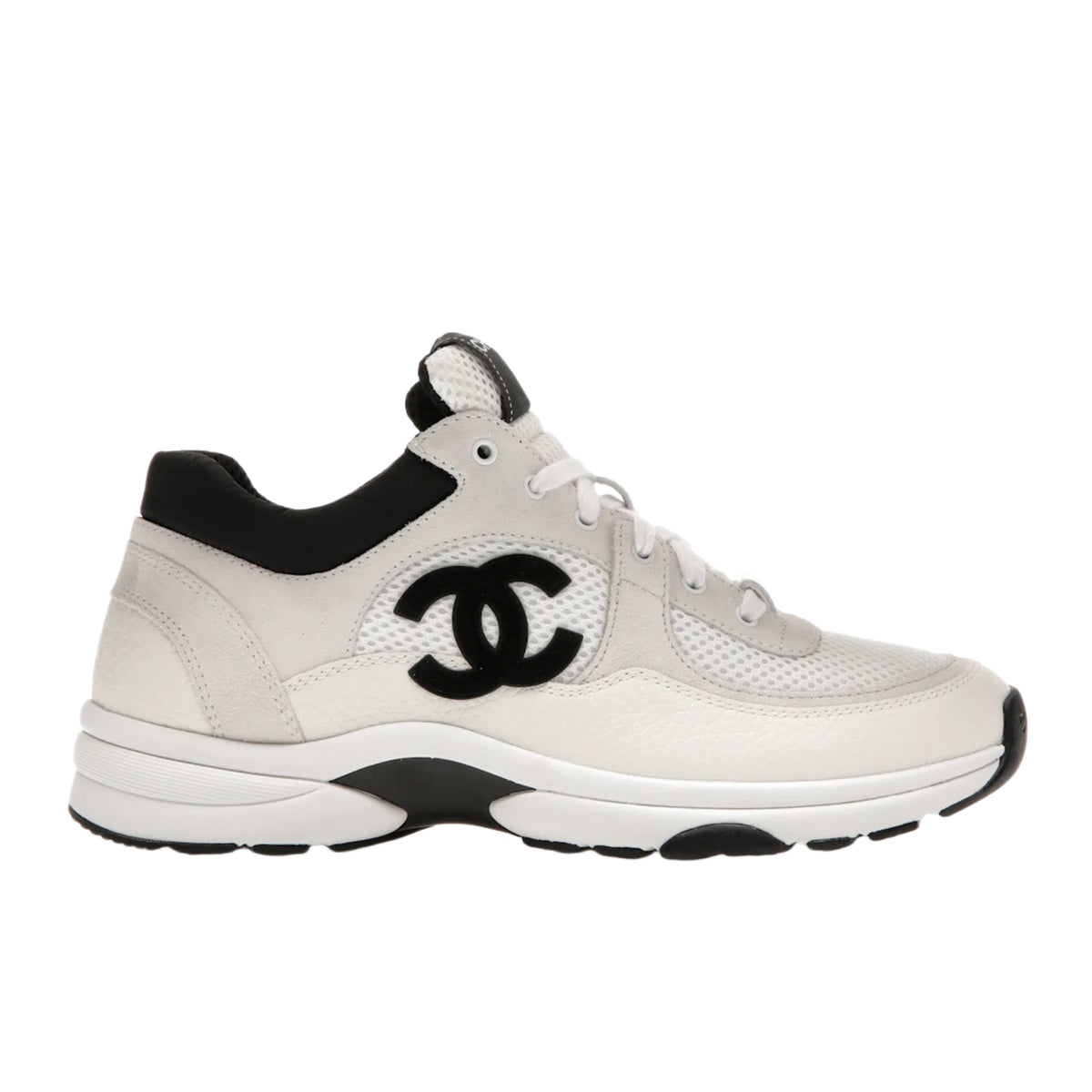 Chanel White & Black CC Logo Low-Top Sneakers (Clearance Sale)