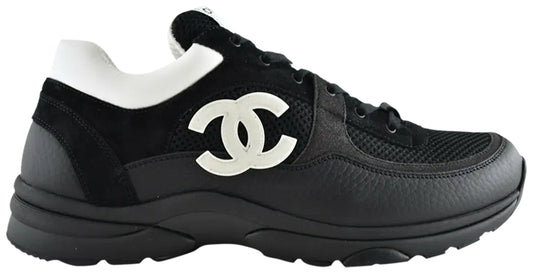 Chanel Silver & White CC Logo Runner Low-Top Sneakers (Clearance)