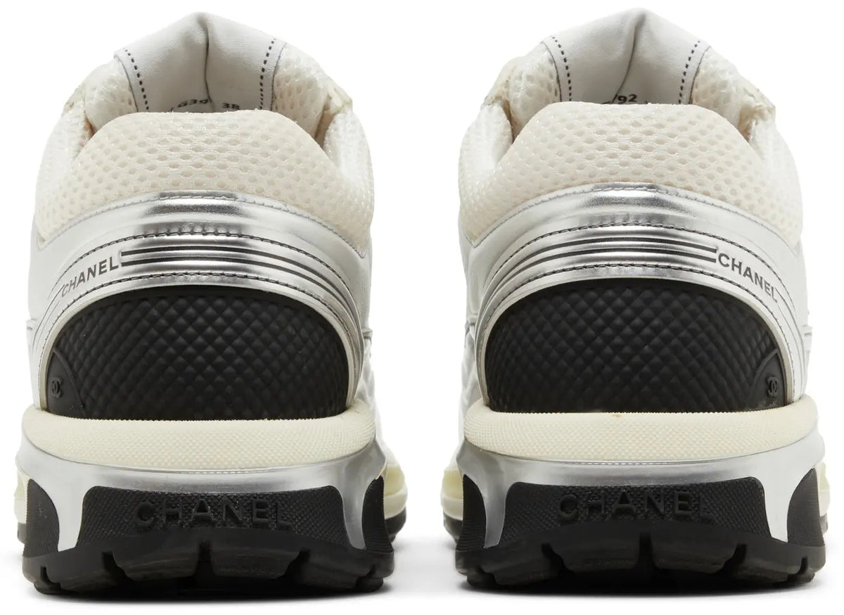 Chanel Silver & White Runner Sneakers CC Logo Low-Top Sneakers (Clearance)