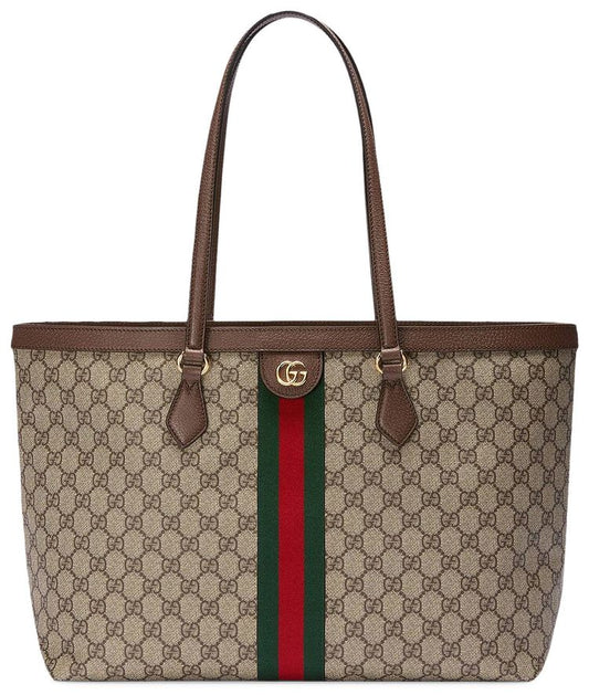 Gucci Ophidia GG Tote Bag — GG Supreme Canvas with Web Stripe(Clearance)