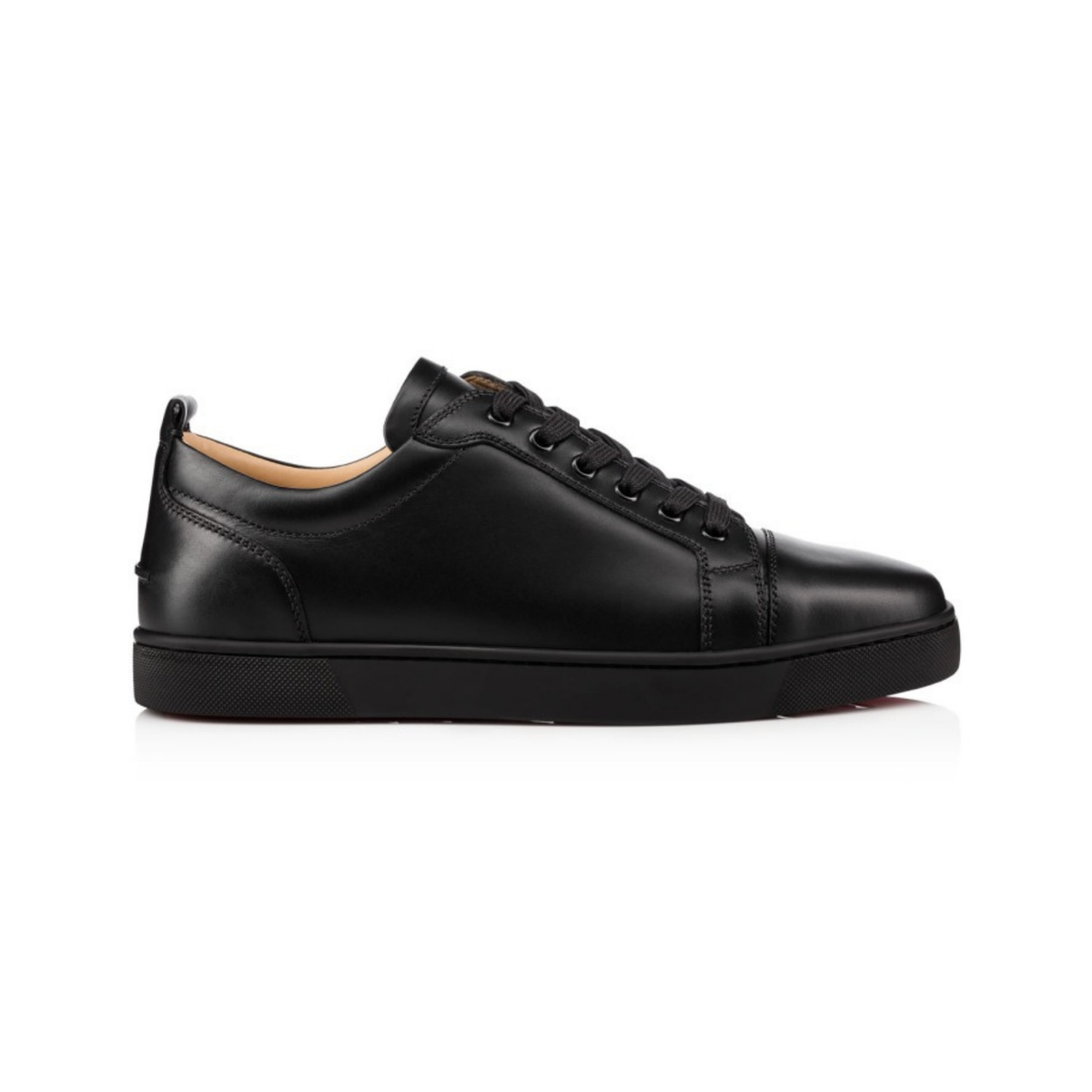 Christian Louboutin Louis Junior Low-Top Sneaker — Black Smooth Leather