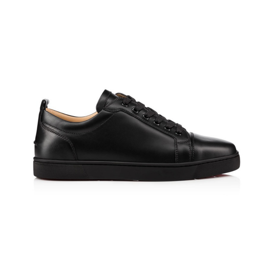 Christian Louboutin Louis Junior Low-Top Sneaker — Black Smooth Leather