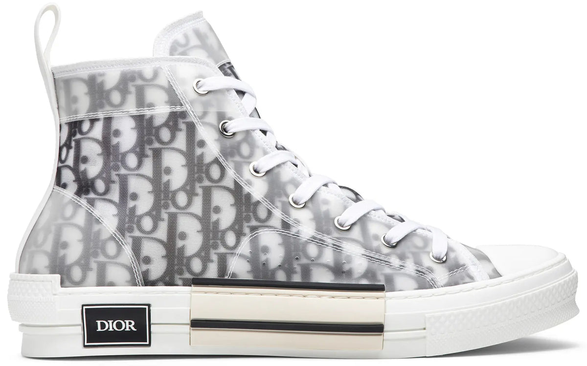 Dior Grey & White Oblique High-Top Sneakers (Clearance Sale)