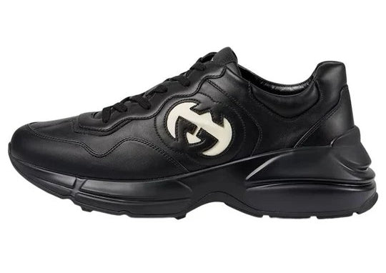 Gucci Rhyton Black & Ivory Interlocking G Chunky Sneakers (Clearance Sale)