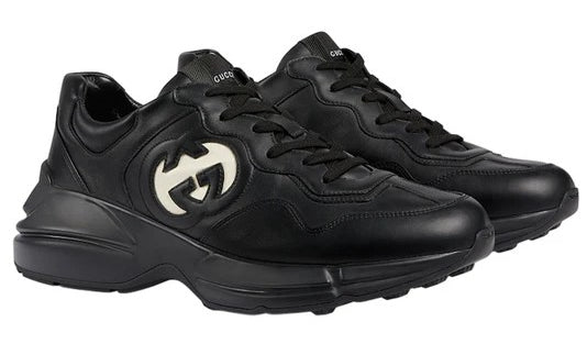Gucci Rhyton Black & Ivory Interlocking G Chunky Sneakers (Clearance Sale)