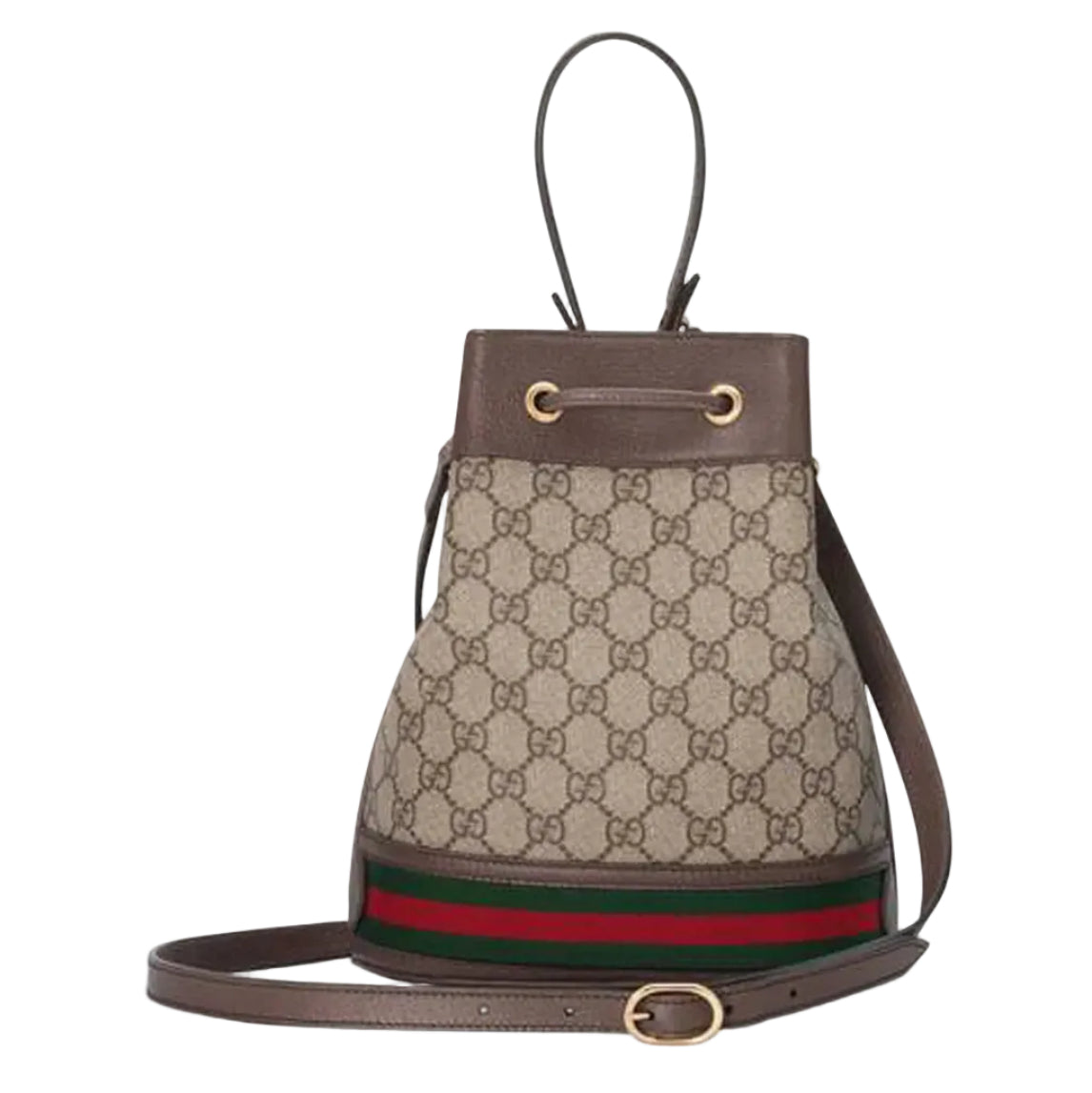 Gucci GG Monogram Drawstring Bucket Bag - Beige & Brown (Clearance Sale)