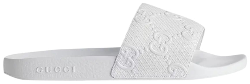Gucci All-White Wide-Strap Slide Sandals (Clearance Sale)