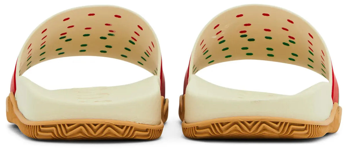 Gucci Cream & Red-Green Stripe Slide Sandals (Clearance Sale)