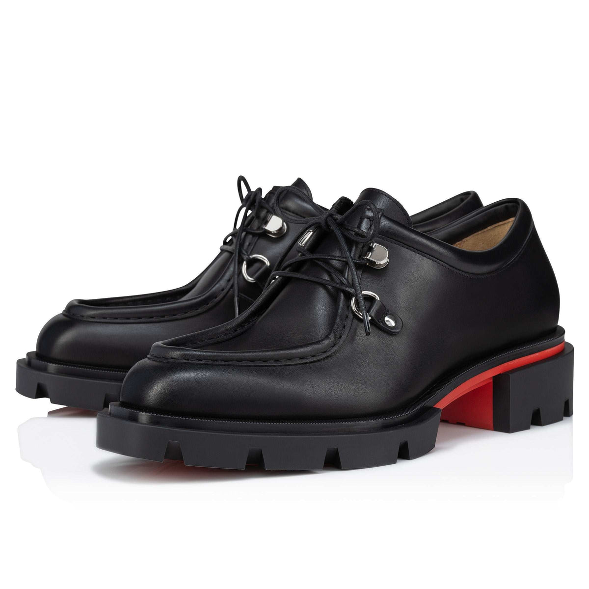 Christian Louboutin Our Pabelito Black Lug-Sole Derby Shoes (Clearance Sale)