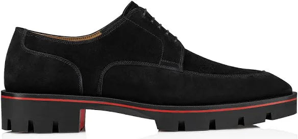 Christian Louboutin Davisol Black Leather Lug-Sole Derby Shoes (Clearance Sale)