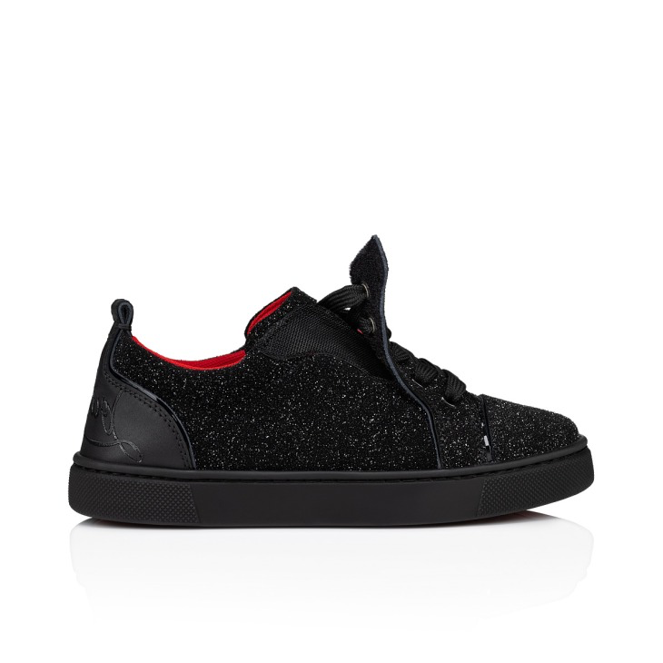 Christian Louboutin Kids Funnyto Black Low-Top Sneakers (Clearance Sale)