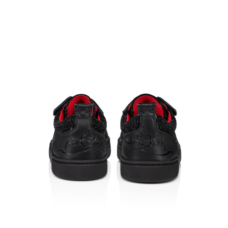 Christian Louboutin Kids Funnyto Black Low-Top Sneakers (Clearance Sale)