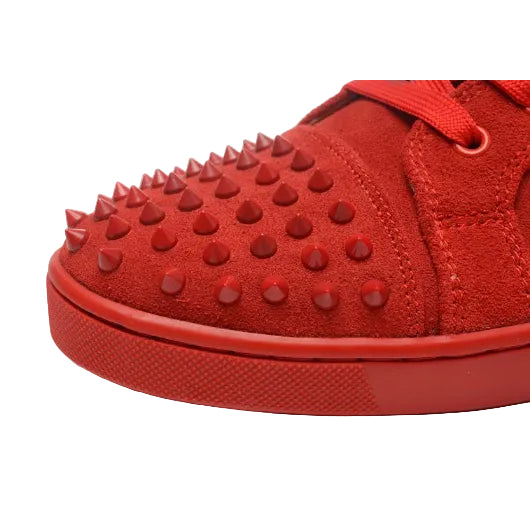 Christian Louboutin Red Studded High-Top Sneakers (Clearance Sale)
