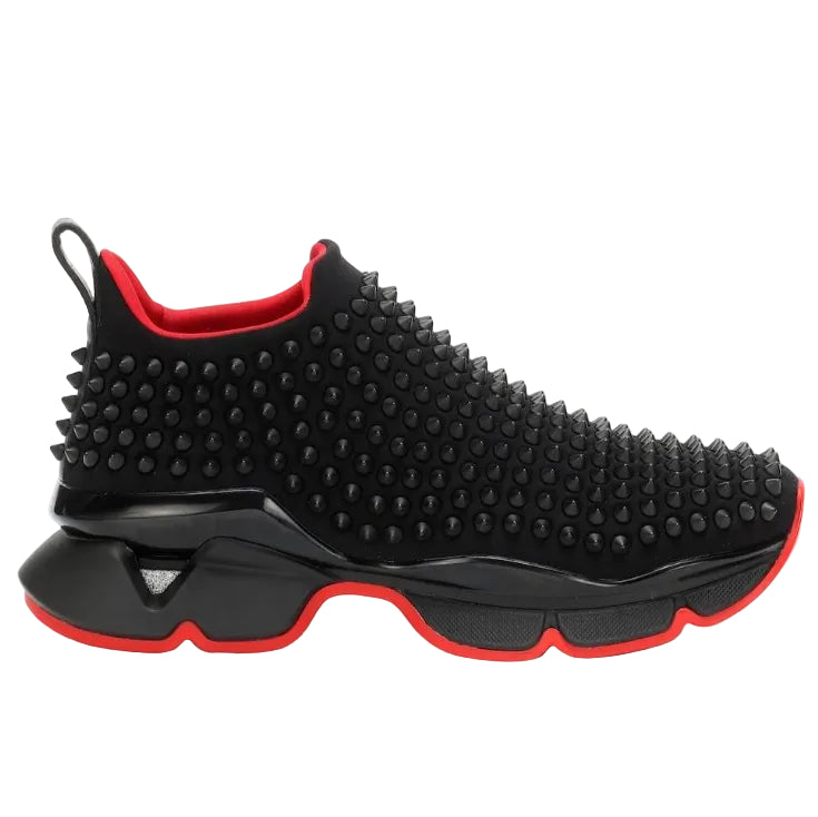 Christian Louboutin Black & Red Spiked Chunky Sneakers (Clearance Sale)