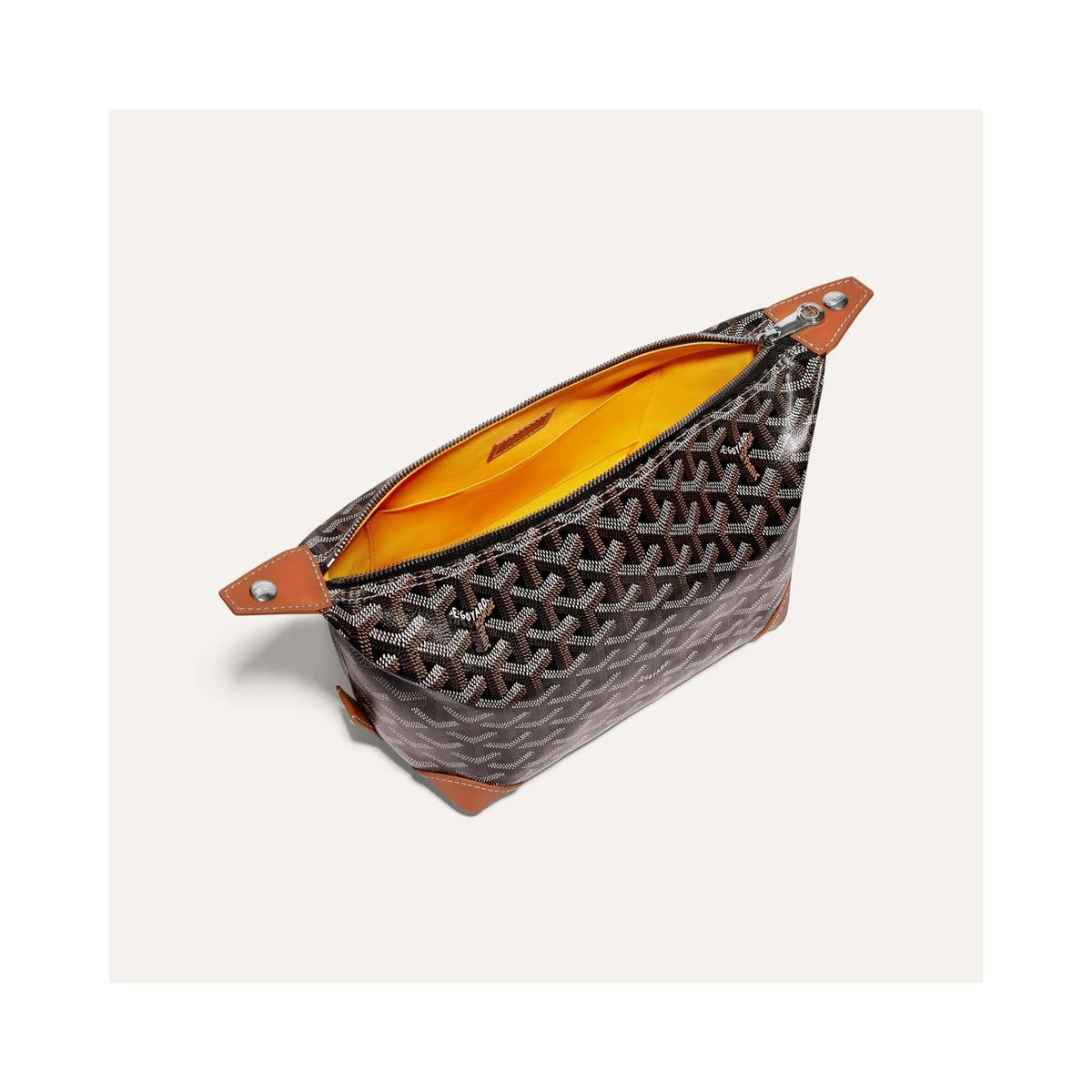 Goyard Cap-Vert Black & Tan Chevron Zip Bag (Clearance Sale)