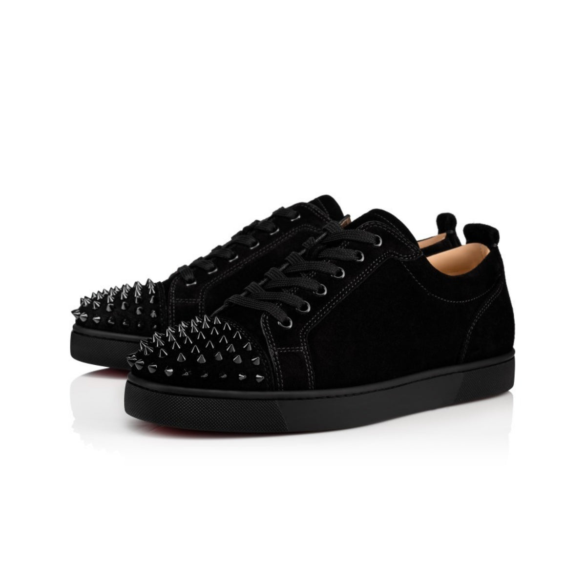 Christian Louboutin Louis Junior Spikes Low-Top Sneaker — Black Suede