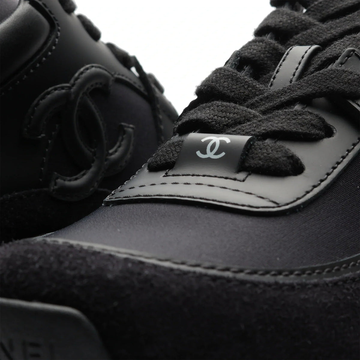 Chanel All-Black CC Logo Low-Top Sneakers (Clearance Sale)