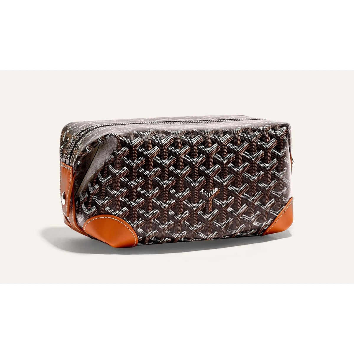 Goyard Cap-Vert Black & Tan Chevron Zip Bag (Clearance Sale)